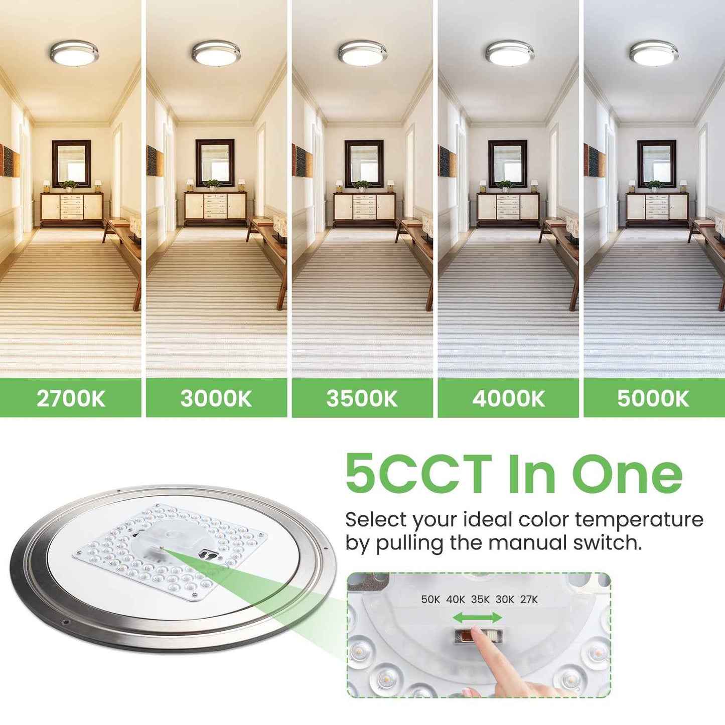 2-PACK LED Flush Mount Dimmable Ceiling Light 5CCT Adjusted Kitchen Modern Light(副本)