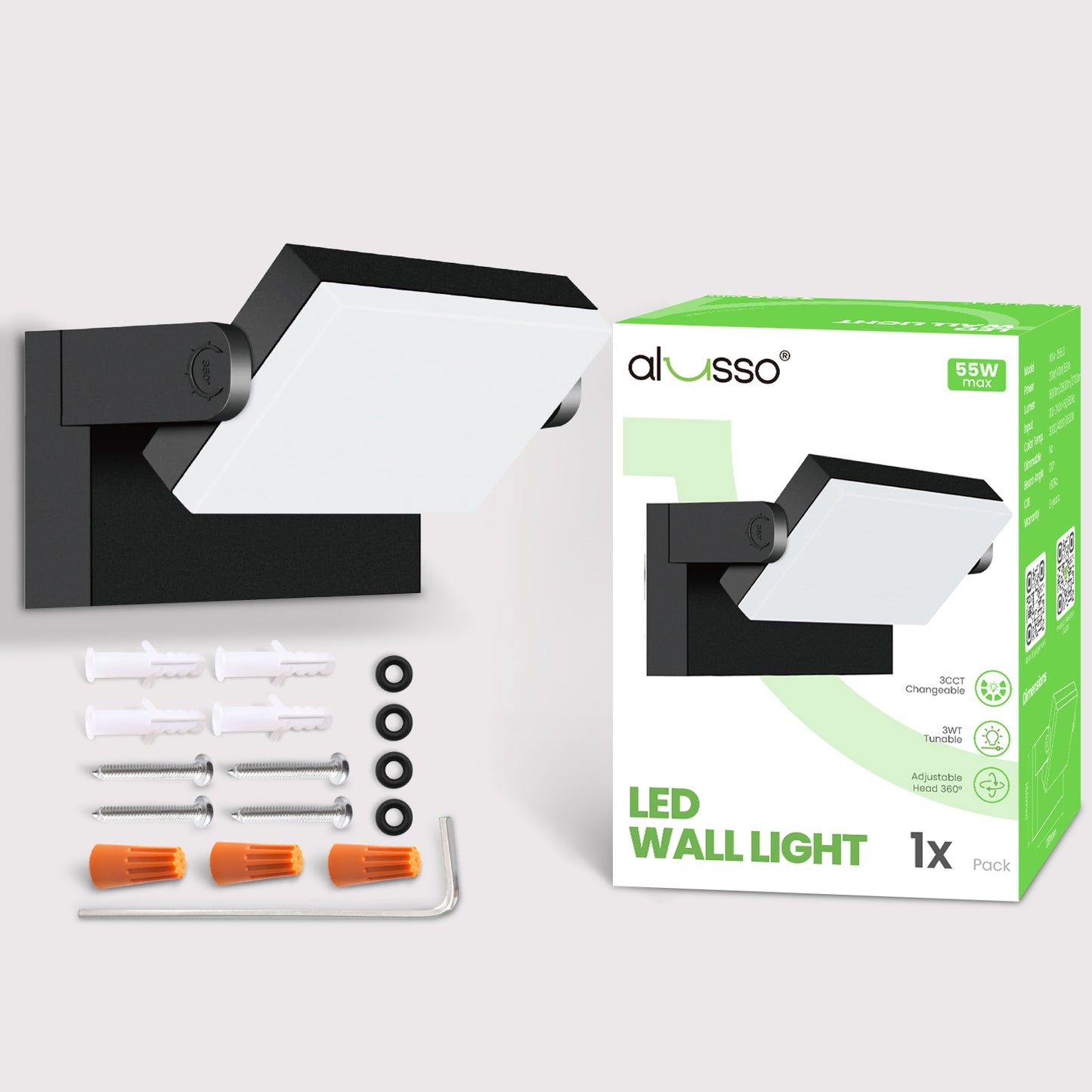 22W/40W/55W LED Wall Light Rotatable Head Outdoor Lamp 3CCT Outside Sconce