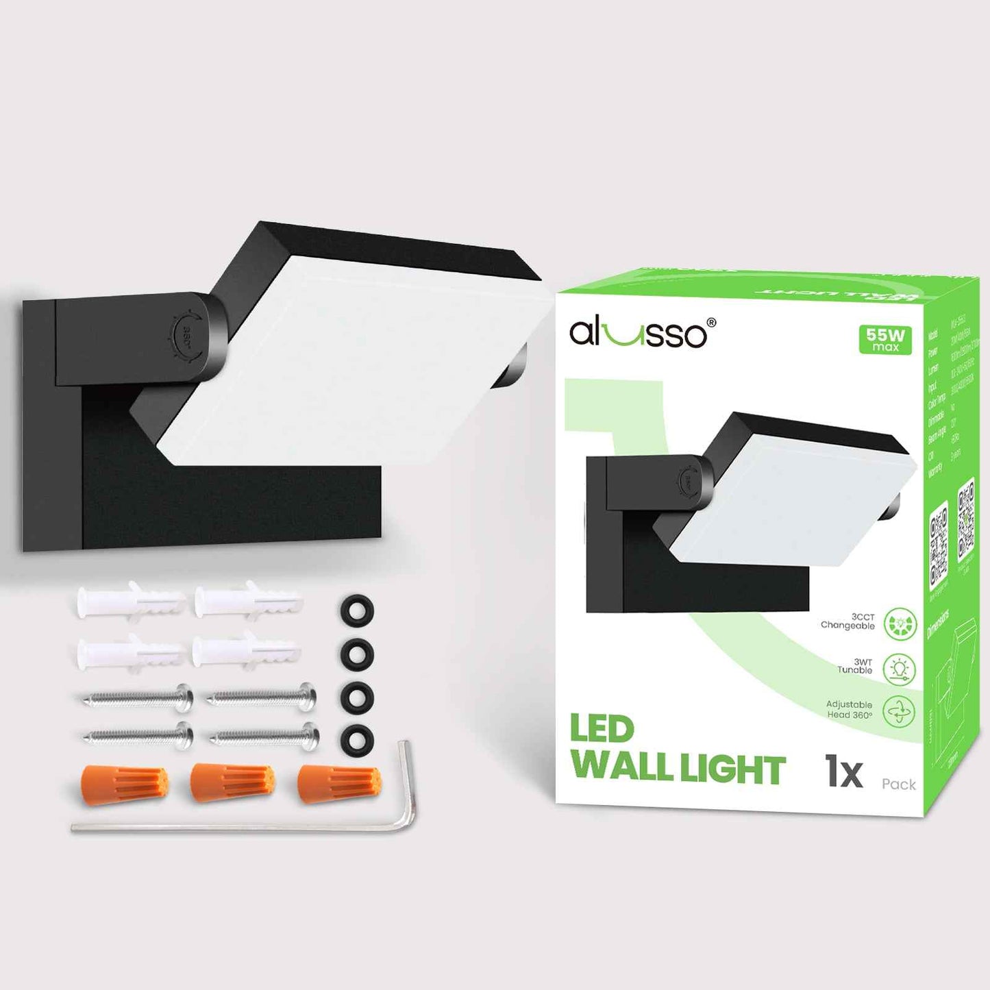22W/40W/55W LED Wall Light Rotatable Head Outdoor Lamp 3CCT Outside Sconce
