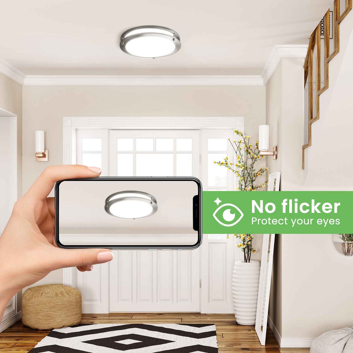 2-PACK LED Flush Mount Dimmable Ceiling Light 5CCT Adjusted Kitchen Modern Light(副本)