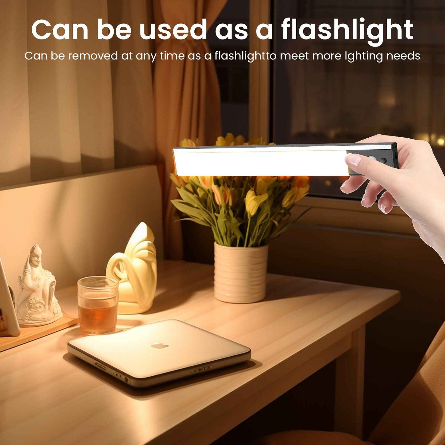 80 LED Wireless Under Cabinet Lighting with Motion & Hand Wave Sensor, 3CCT Dimmable Magnetic Closet Lights, Rechargeable Battery Operated Under Counter Lights for Kitchen, 4 Pack
