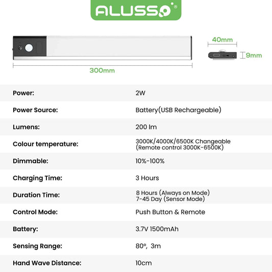 80 LED Wireless Under Cabinet Lighting with Motion & Hand Wave Sensor, 3CCT Dimmable Magnetic Closet Lights, Rechargeable Battery Operated Under Counter Lights for Kitchen, 4 Pack