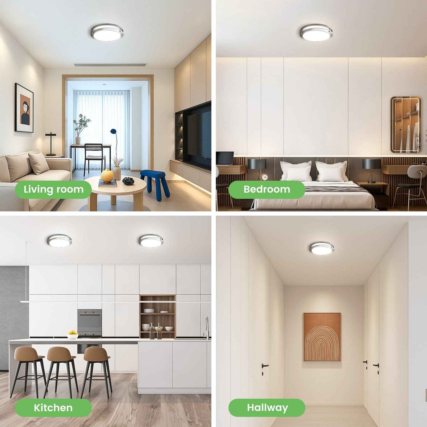 2-PACK LED Flush Mount Dimmable Ceiling Light 5CCT Adjusted Kitchen Modern Light(副本)