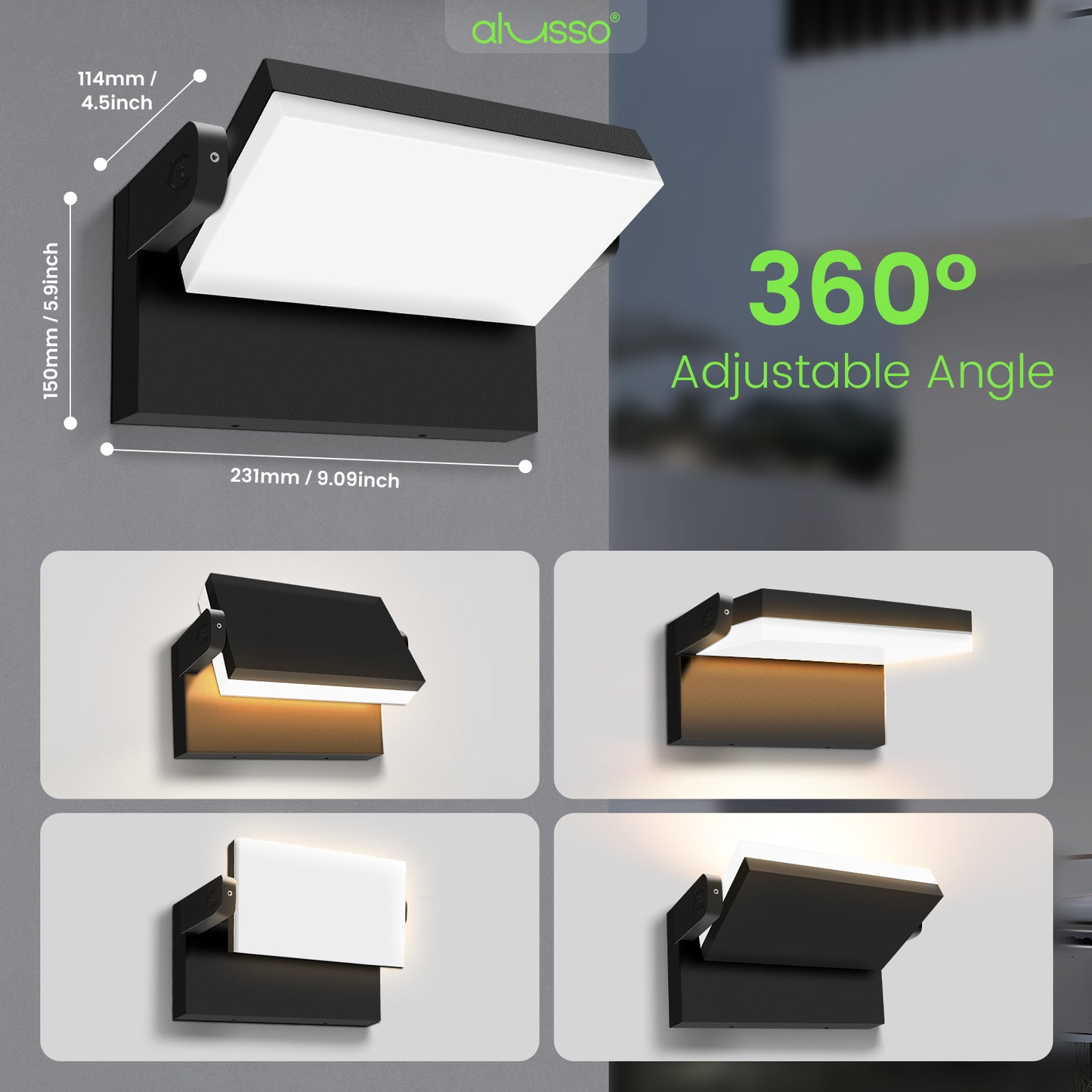 22W/40W/55W LED Wall Light Rotatable Head Outdoor Lamp 3CCT Outside Sconce