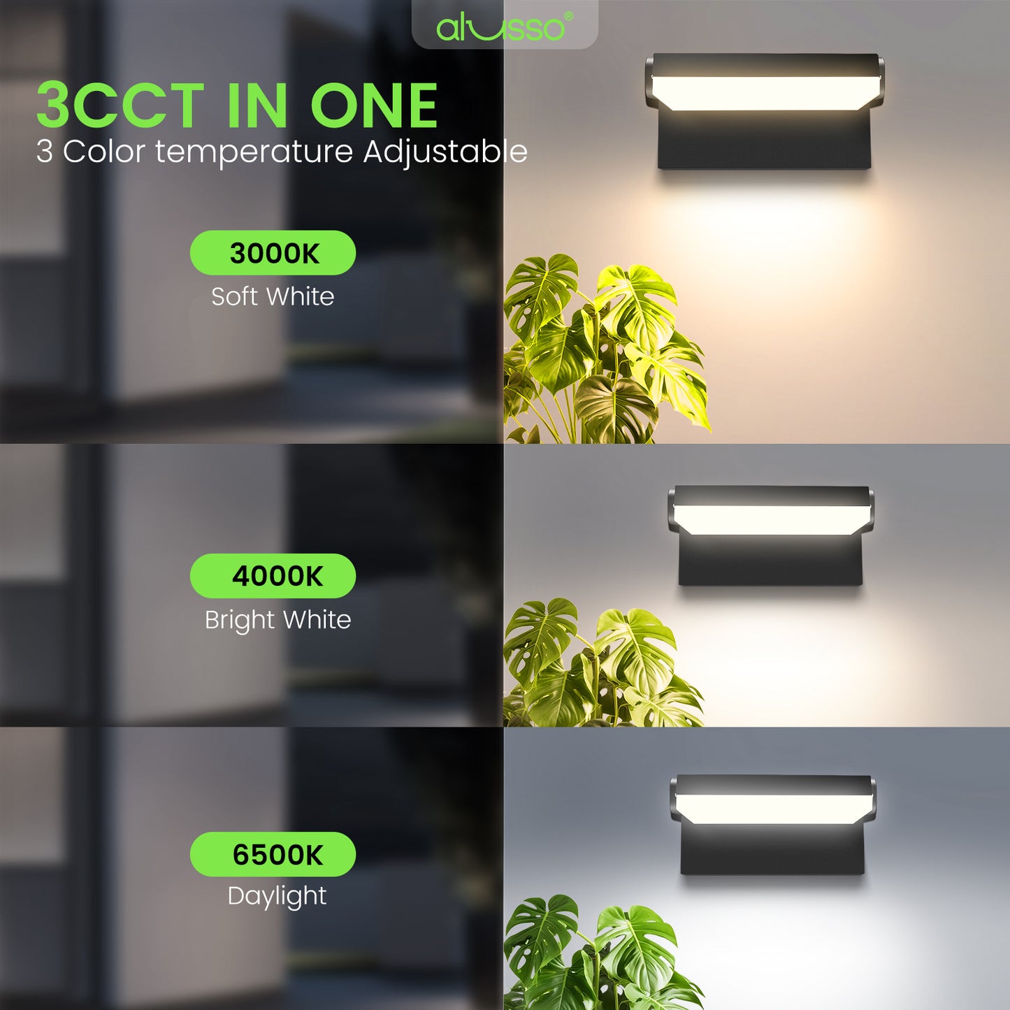 22W/40W/55W LED Wall Light Rotatable Head Outdoor Lamp 3CCT Outside Sconce