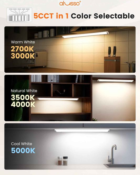 24 Inch 15W LED Under Cabinet Light Dimmble Plug in 5CCT Linkable Hardwired Light 1 pack