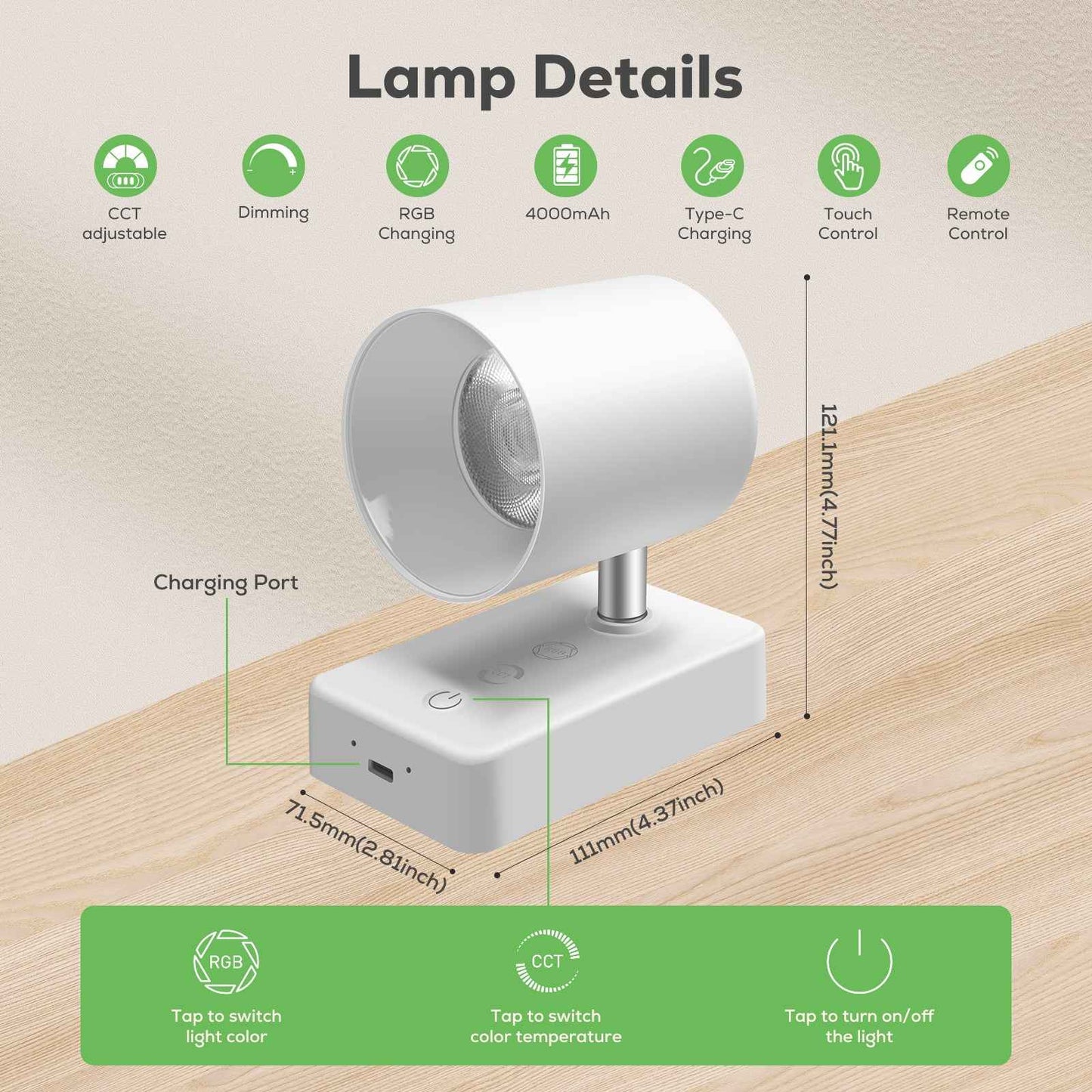 Pack of 2 LED Wall Light RGBCW Dimmable Modern Bedside Lighting White Fixture Lamp USB