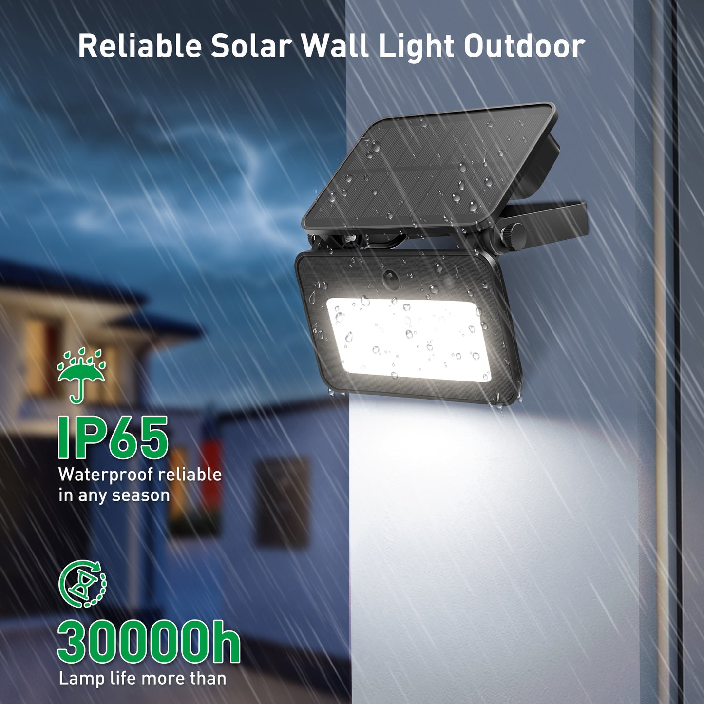 2x LED Solar Lights PIR Motion Sensor Tri-color Outdoor Garden Yard Flood Lamp