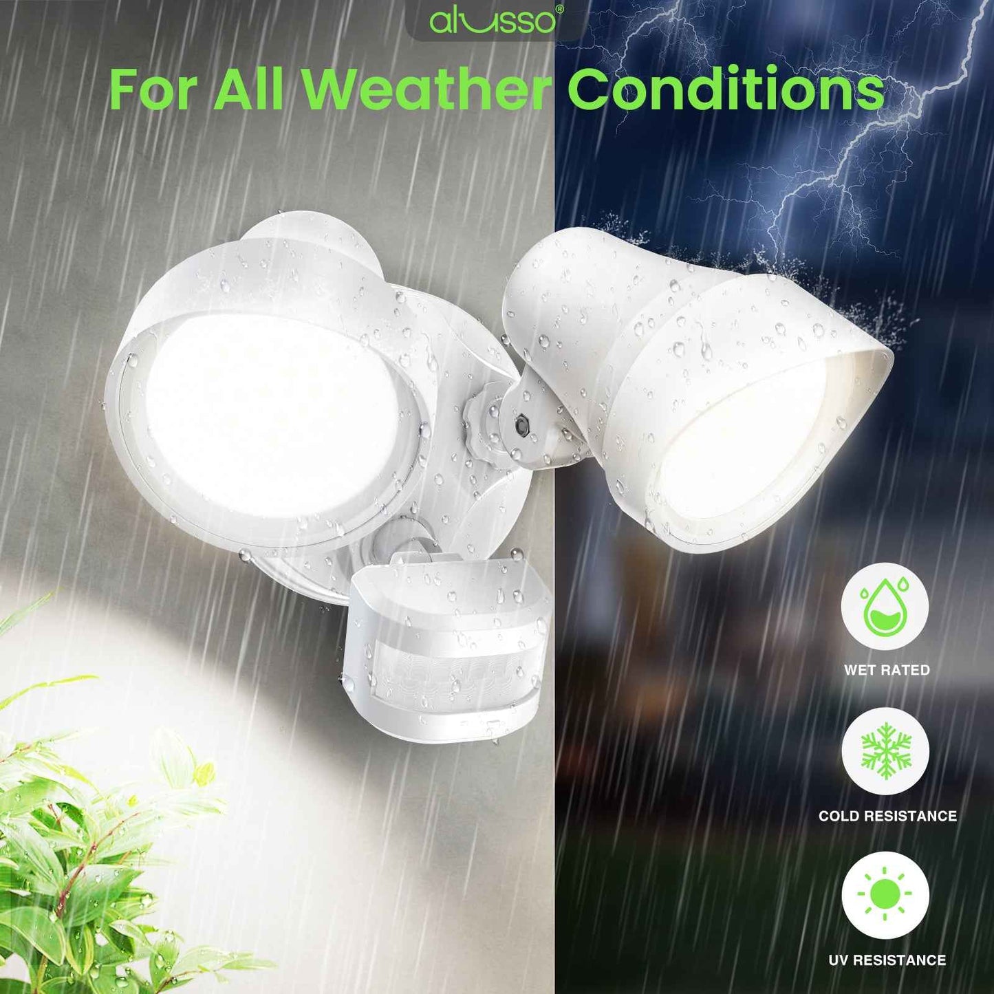 3500LM LED Motion Sensor Flood Light D2D 30W Outdoor Home Bright Security Light, White, 1 pack