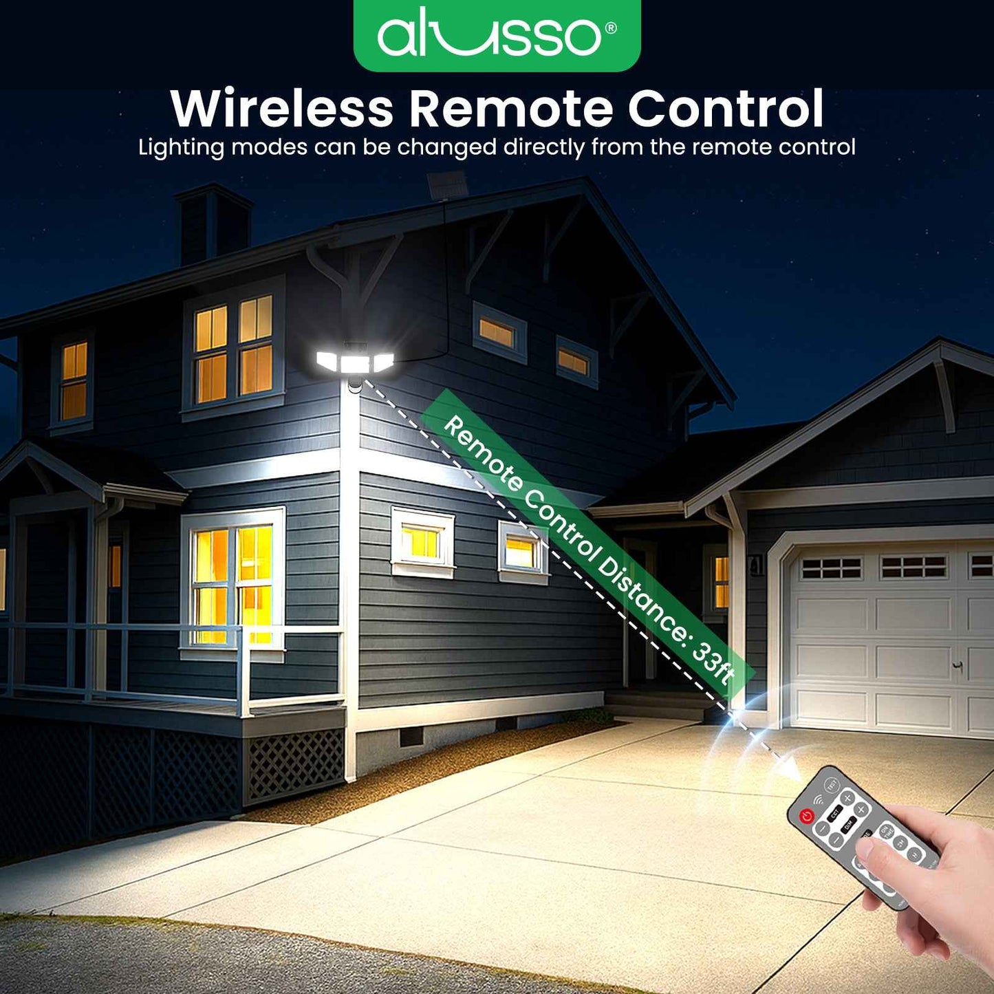 400lm Solar LED Flood Light 3 Head Motion Sensor Remote Control Outdoor Lamp