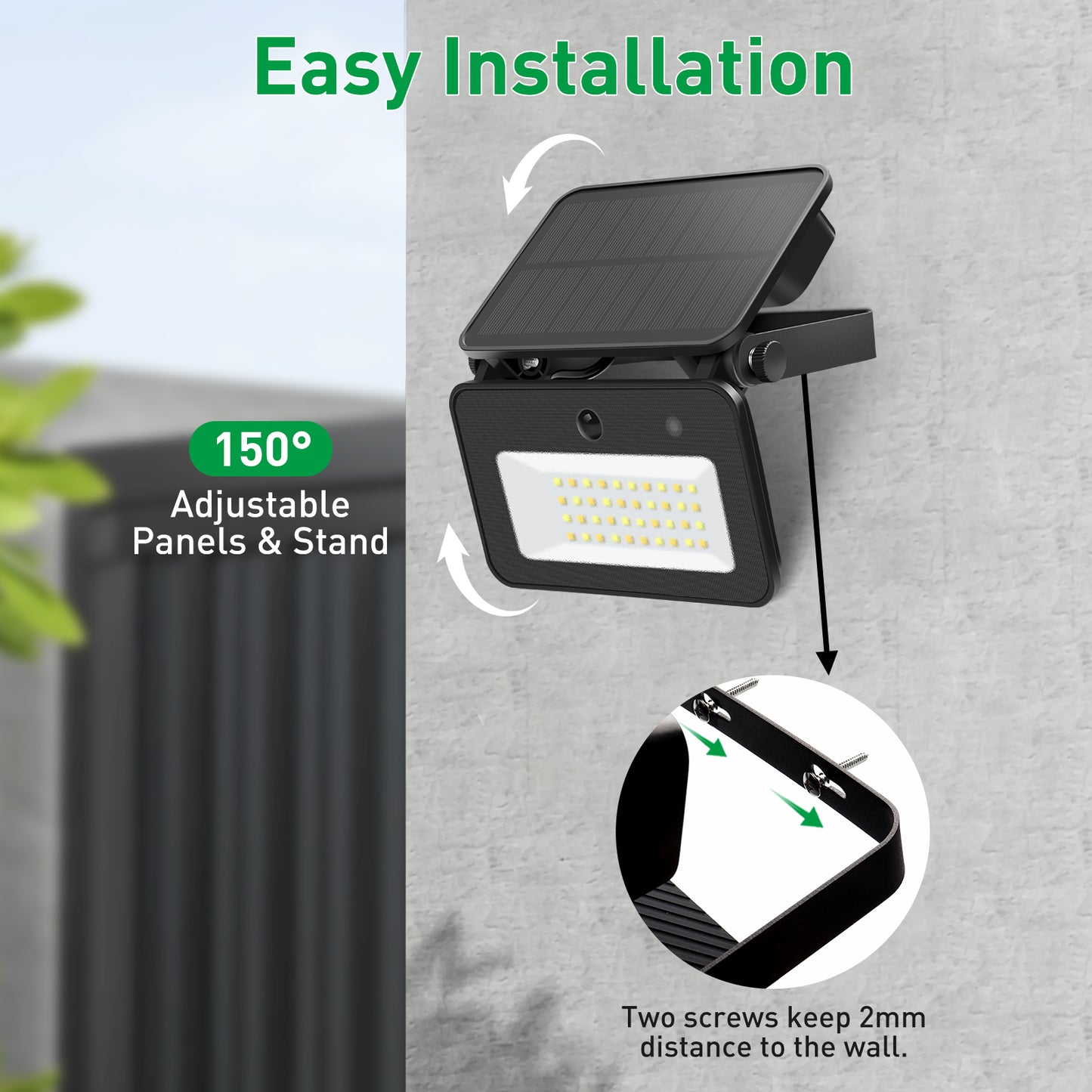 2x LED Solar Lights PIR Motion Sensor Tri-color Outdoor Garden Yard Flood Lamp