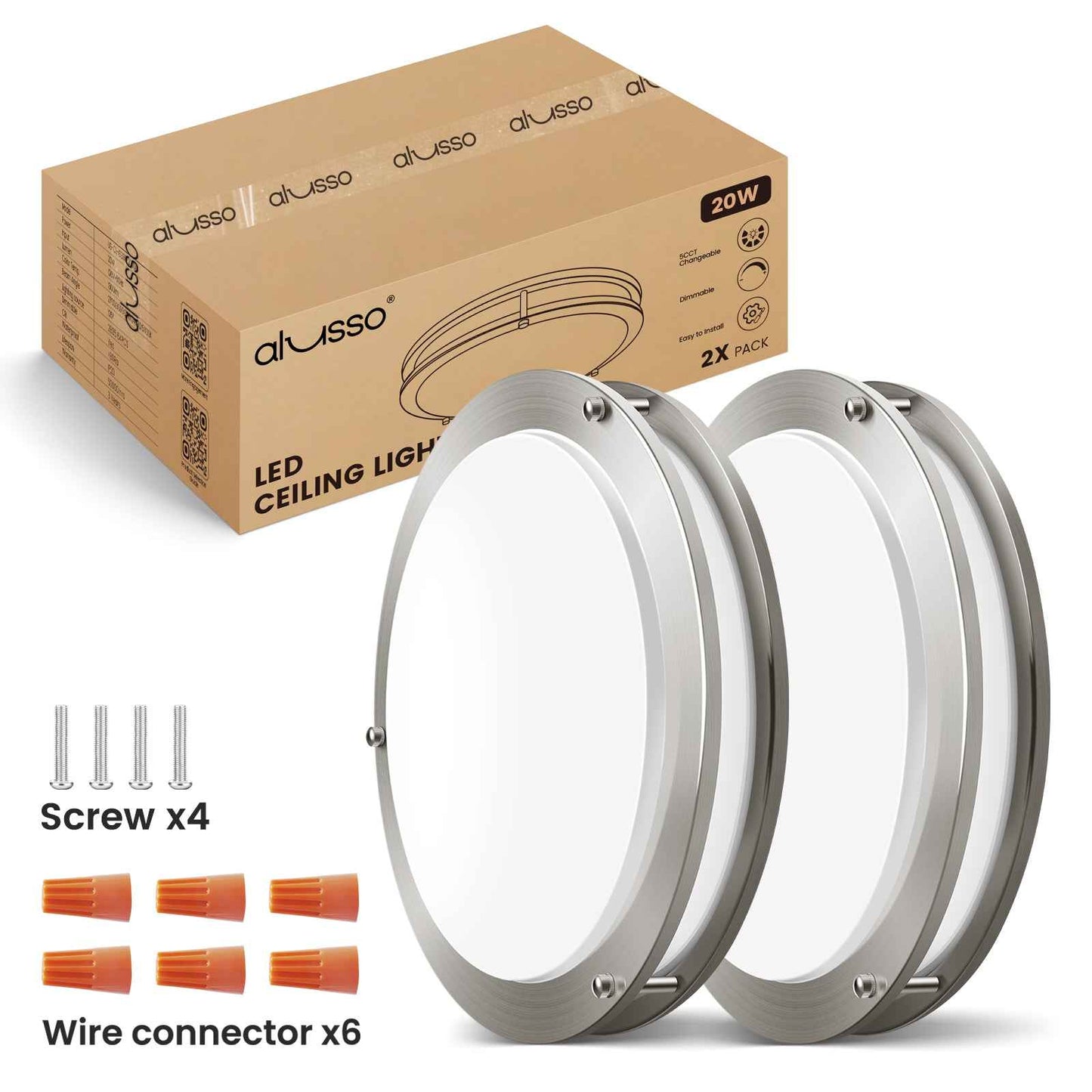 2-PACK LED Flush Mount Dimmable Ceiling Light 5CCT Adjusted Kitchen Modern Light(副本)