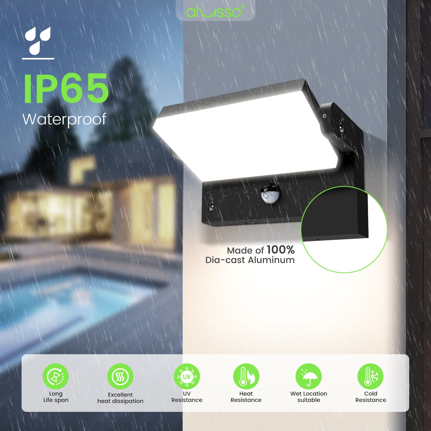 LED Wall Light Rotatable Head 22W/40W/55W PIR Outdoor Lamp 3CCT Outside Sconce