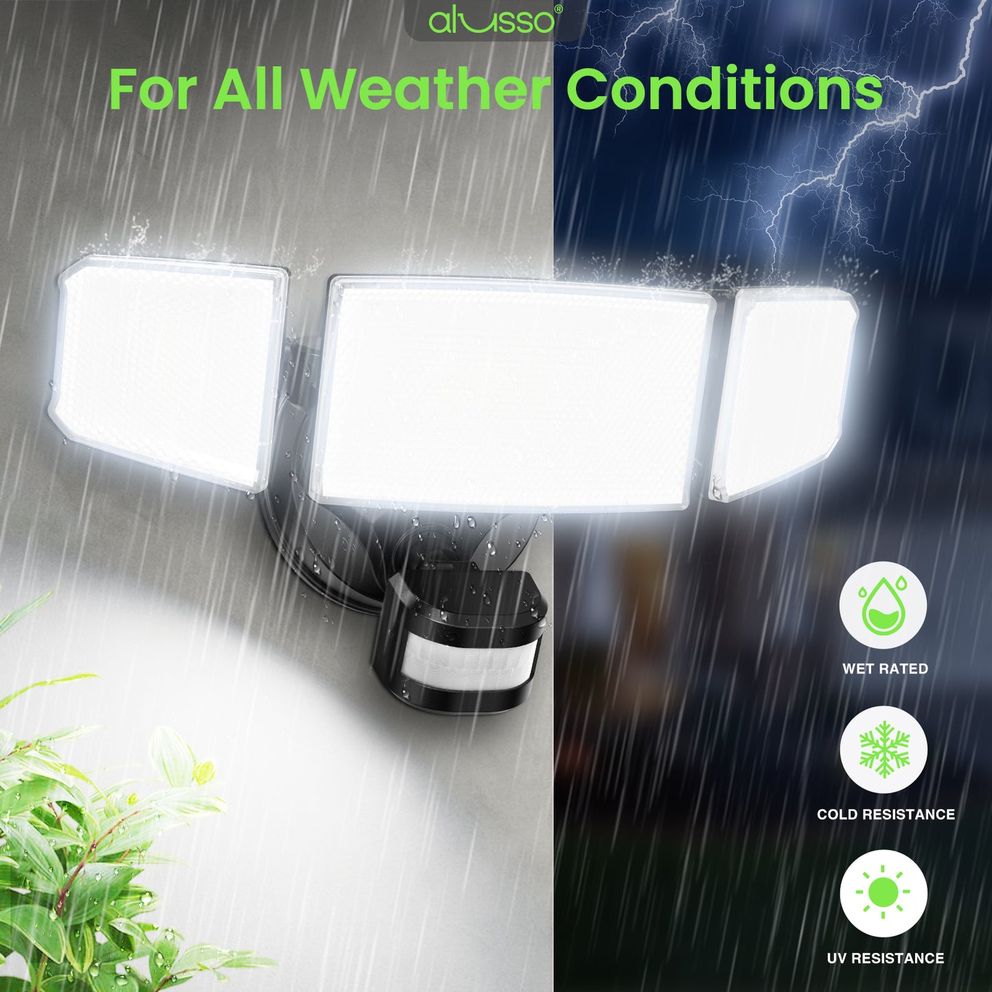 6000LM LED Security Wall Lamp 3CCT Aluminum Light Sensor Outdoor IP65 Waterproof