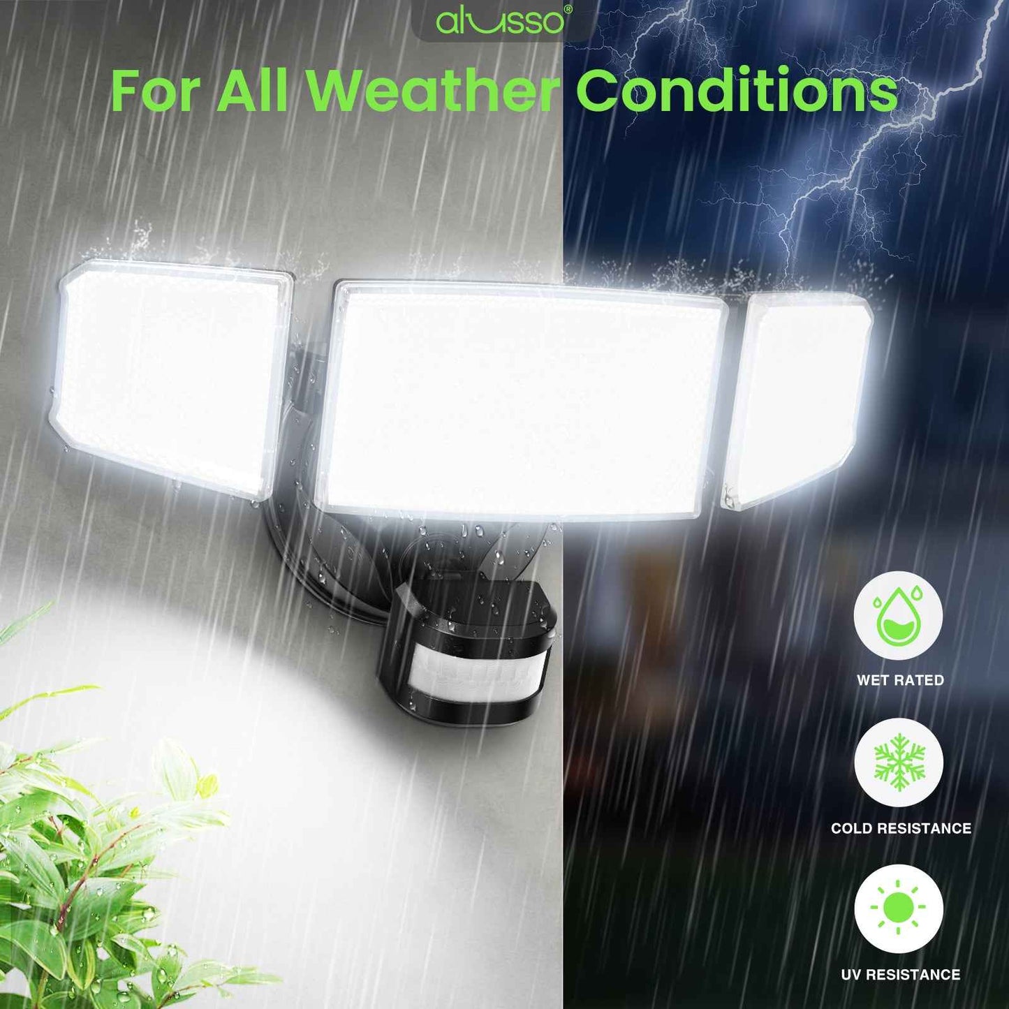 6000LM LED Security Wall Lamp 3CCT Aluminum Light Sensor Outdoor IP65 Waterproof