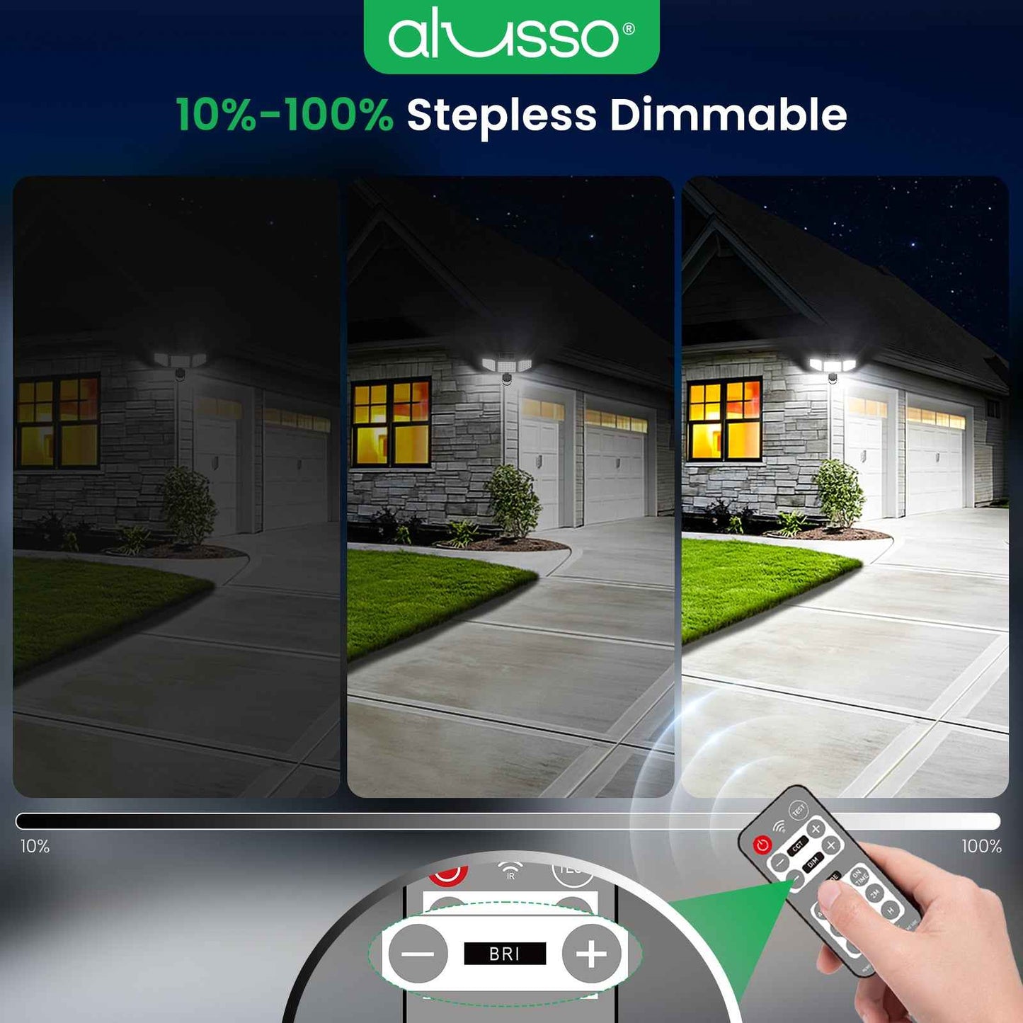 400lm Solar LED Flood Light 3 Head Motion Sensor Remote Control Outdoor Lamp