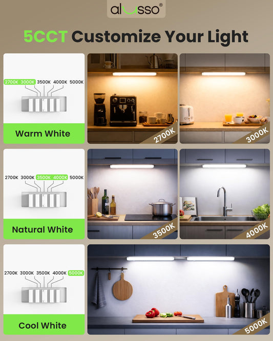 18 Inch 10W LED Under Cabinet Light Dimmble 5CCT Linkable Hardwired Light 2 pack