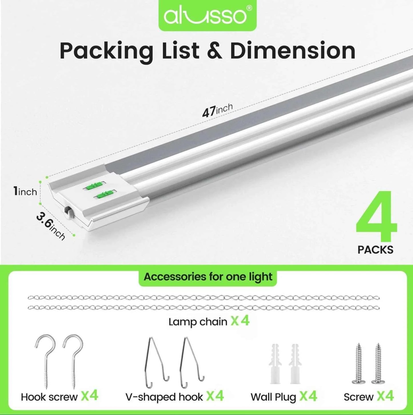 4 Pack 4FT 30W 40W 50W LED Shop Light 3CCT 5000lm Linkable Fixture Ceiling Lights for Garage