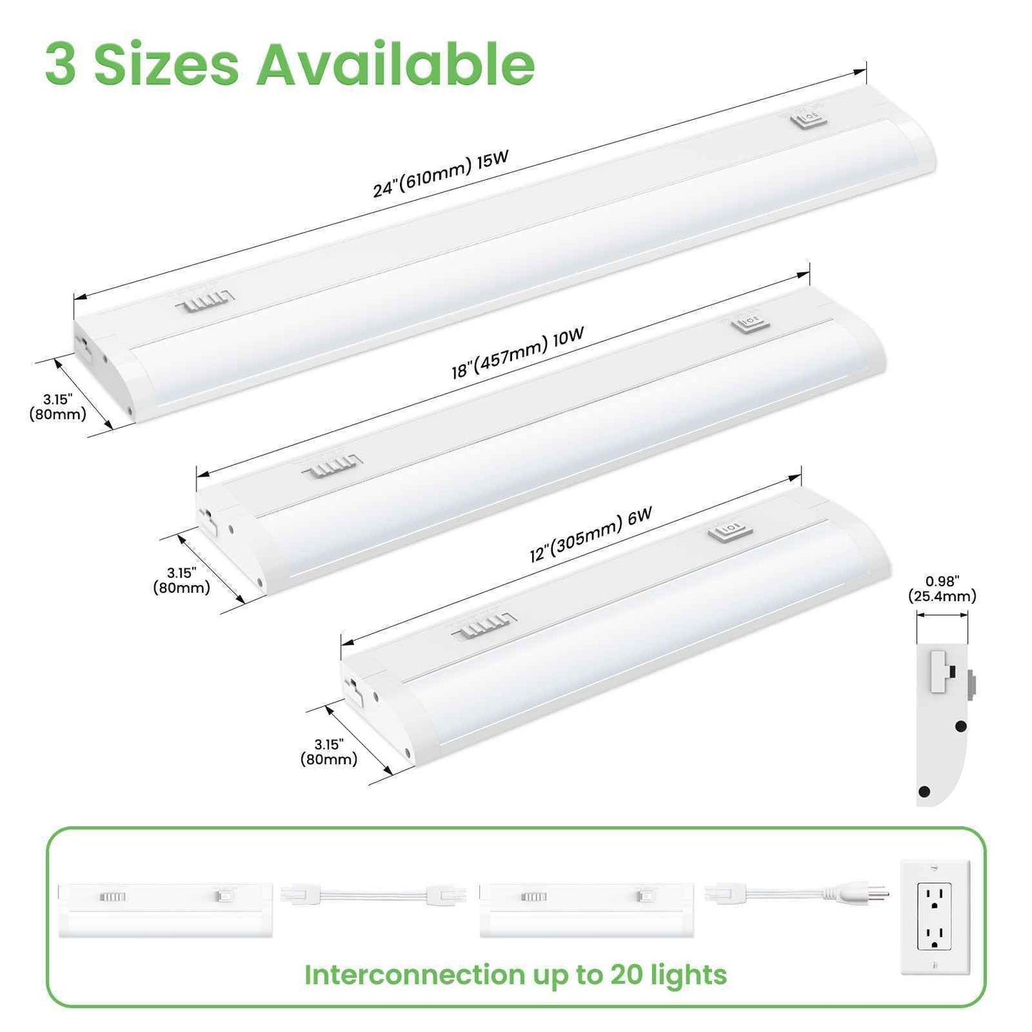 18 Inch 10W LED Under Cabinet Light Dimmble Plug in 5CCT Linkable Hardwired Light 1 pack