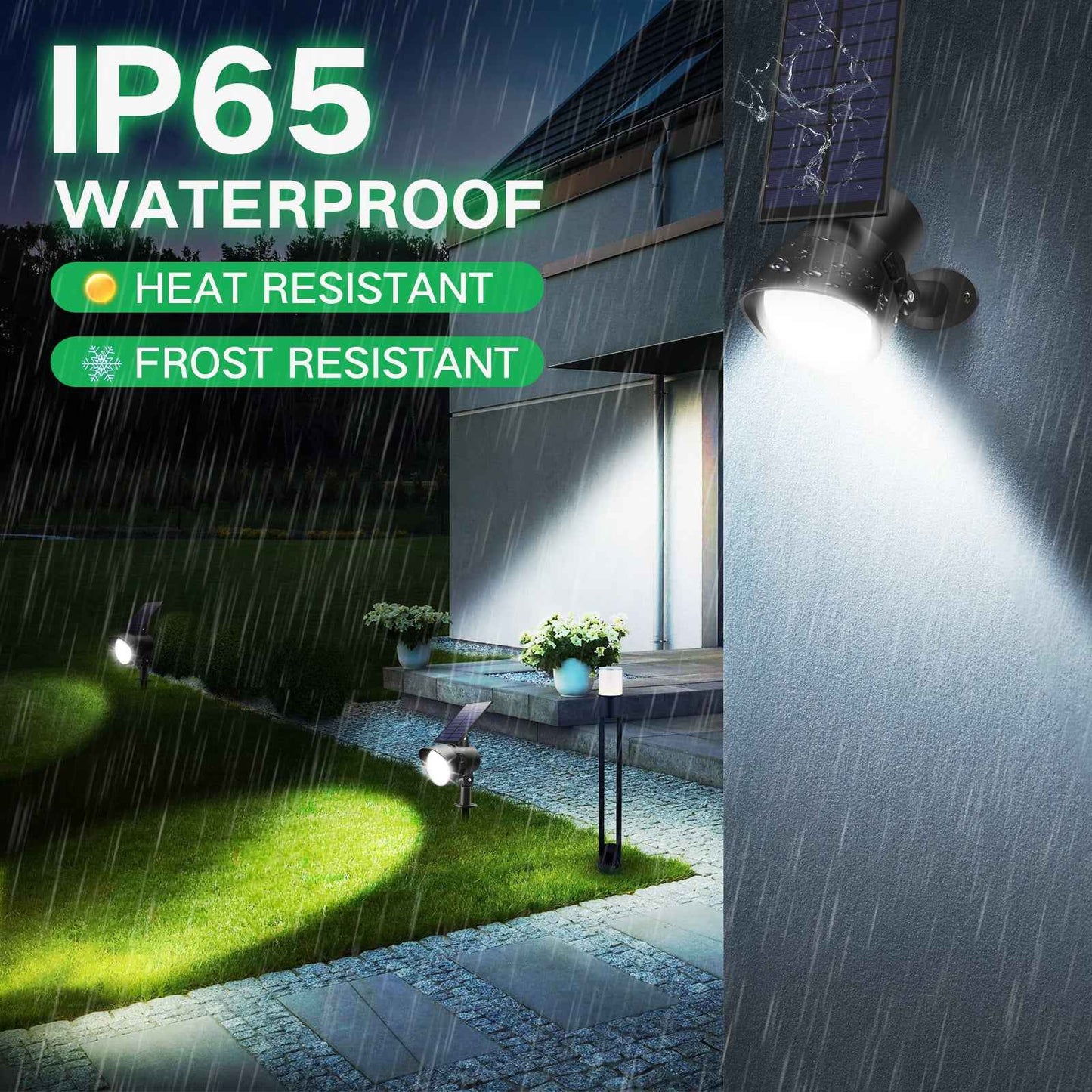 ALUSSO Solar Landscape Spotlights Outdoor 54 LED Dimmable CCT Selectable 2-in-1 Spot Light, 2 Pack