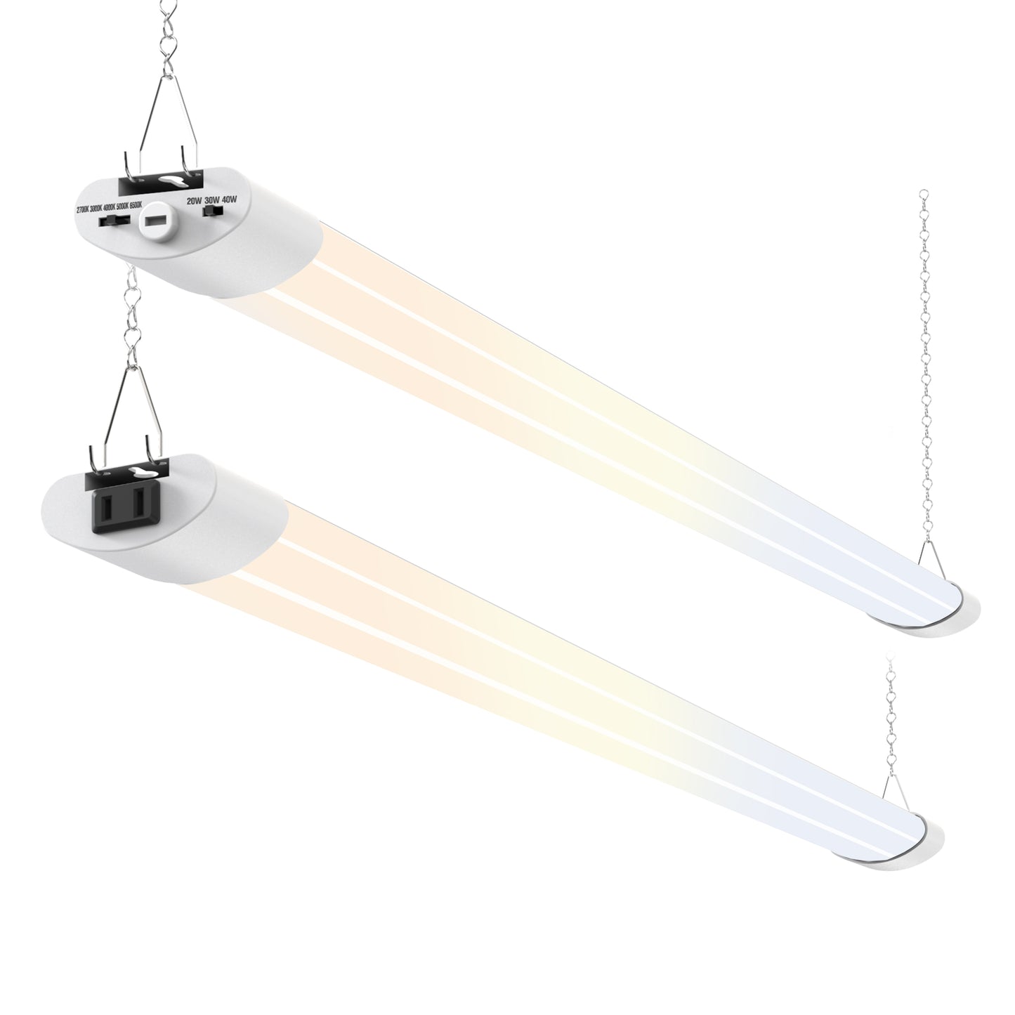 5CCT LED Shop Lights for Workshop 4FT, 20W 30W 40W 2700K 3000K 4000K 5000K 6500K Selectable, Linkable Linear Work Light for Garage Basement, ETL, 2 Pack