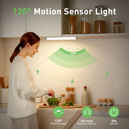 2 Pack Wireless LED PIR Motion Sensor Strip Cabinet Closet Light USB Rechargeable
