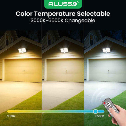 5W Solar LED Flood Light 2 Head Motion Sensor Black Remote Control Outdoor Lamp