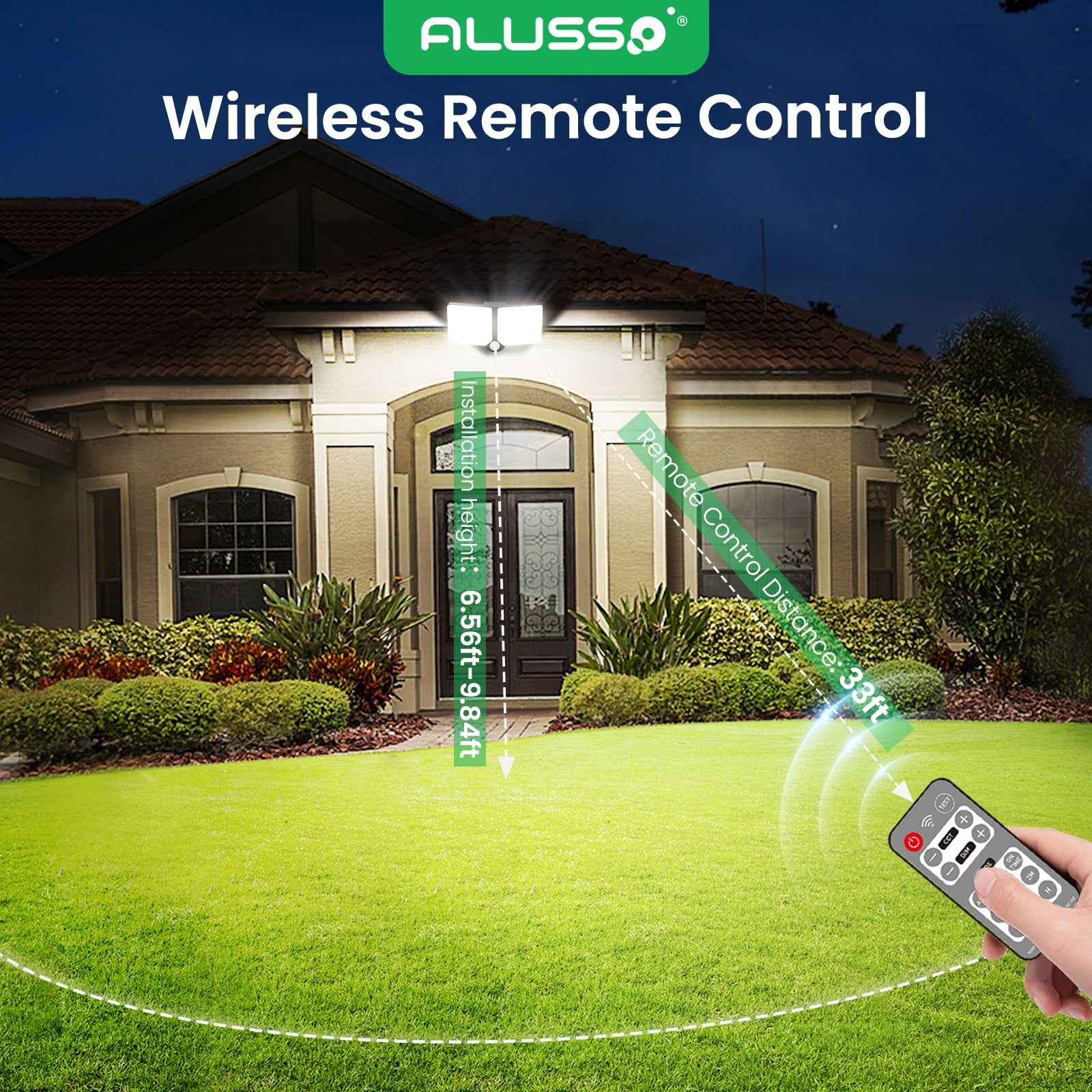 5W Solar LED Flood Light 2 Head Motion Sensor Black Remote Control Outdoor Lamp