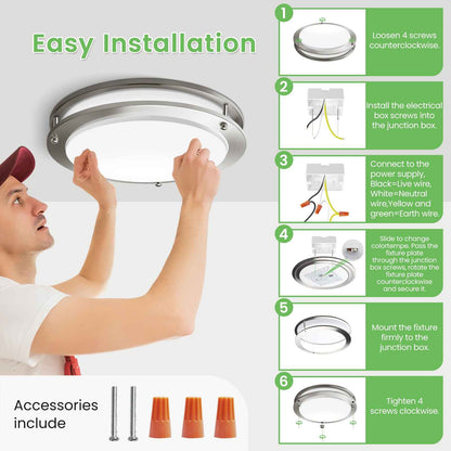 2-PACK LED Flush Mount Dimmable Ceiling Light 5CCT Adjusted Kitchen Modern Light（副本）