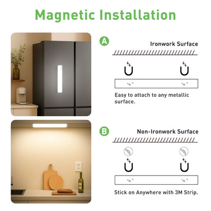 2 Pack Wireless LED PIR Motion Sensor Strip Cabinet Closet Light USB Rechargeable