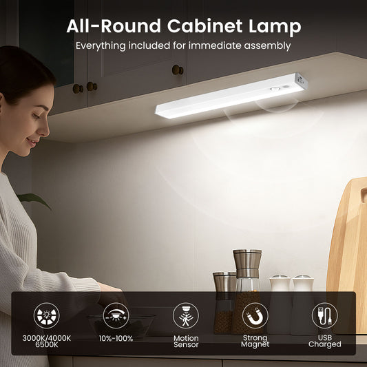 2 Pack Wireless LED PIR Motion Sensor Strip Cabinet Closet Light USB Rechargeable