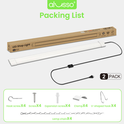5CCT LED Shop Lights for Workshop 4FT, 20W 30W 40W 2700K 3000K 4000K 5000K 6500K Selectable, Linkable Linear Work Light for Garage Basement, ETL, 2 Pack