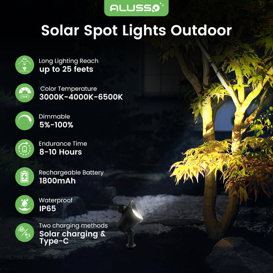 UPGRADE 4 Pack Solar Spotlights Landscape Lights Outdoor Garden Pathway Lamps IP65