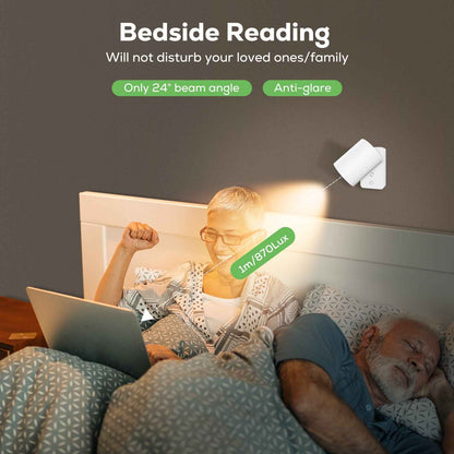 Pack of 2 LED Wall Light RGBCW Dimmable Modern Bedside Lighting White Fixture Lamp USB