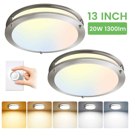 2-PACK LED Flush Mount Dimmable Ceiling Light 5CCT Adjusted Kitchen Modern Light（副本）