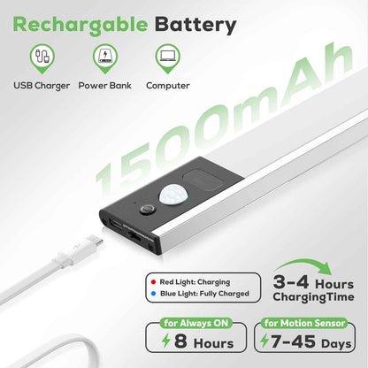80 LED Wireless Under Cabinet Lighting with Motion & Hand Wave Sensor, 3CCT Dimmable Magnetic Closet Lights, Rechargeable Battery Operated Under Counter Lights for Kitchen, 4 Pack