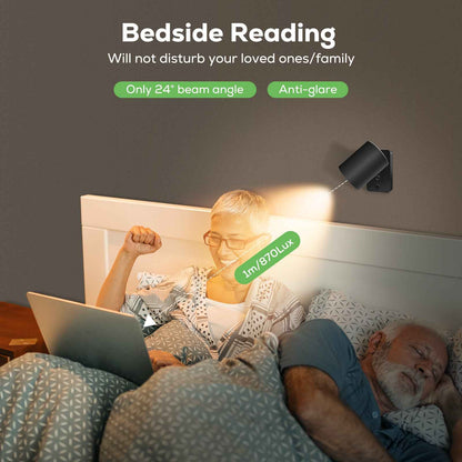 Pack of 2 LED Wall Light RGBCW Dimmable Modern Bedside Lighting Black Fixture Lamp USB