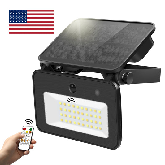 2x LED Solar Lights PIR Motion Sensor Tri-color Outdoor Garden Yard Flood Lamp