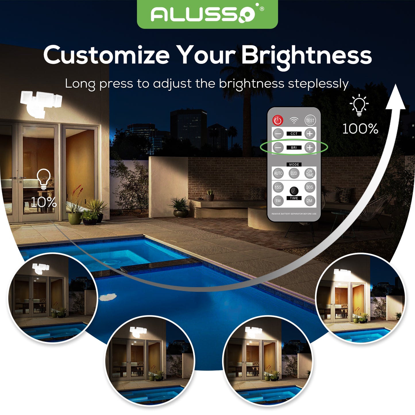 Trible Head LED Security Lights Outdoor with Sensor, 40W 4600LM 3000K-6000K with Remote, IP65, White