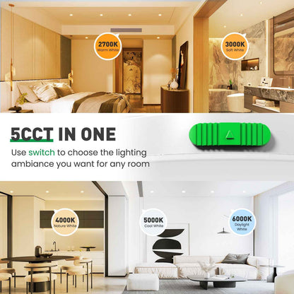1/12 Pack Led Recessed Lights 5CCT 6 inch 12W Ultra-Thin Dimmable Ceiling Lamps White