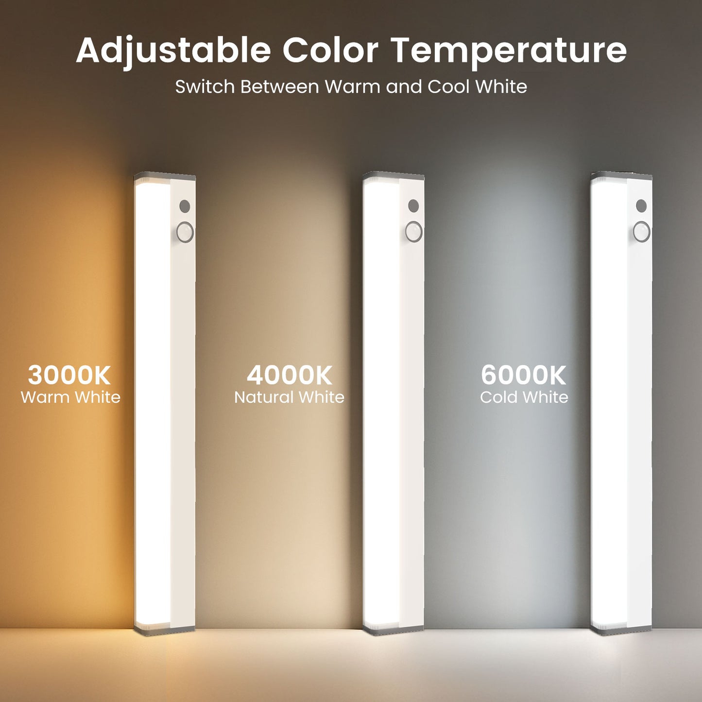 2 Pack Wireless LED PIR Motion Sensor Strip Cabinet Closet Light USB Rechargeable