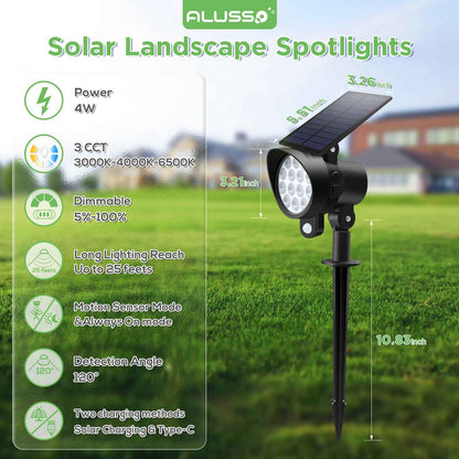 2-8 Pack Solar Spotlights Landscape Lights Outdoor Garden Pathway Lamps IP65