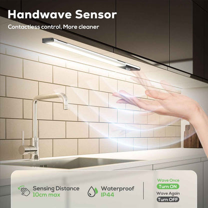 80 LED Wireless Under Cabinet Lighting with Motion & Hand Wave Sensor, 3CCT Dimmable Magnetic Closet Lights, Rechargeable Battery Operated Under Counter Lights for Kitchen, 4 Pack