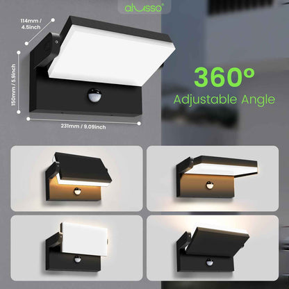 LED Wall Light Rotatable Head 22W/40W/55W PIR Outdoor Lamp 3CCT Outside Sconce