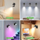 Pack of 2 LED Wall Light RGBCW Dimmable Modern Bedside Lighting Black Fixture Lamp USB
