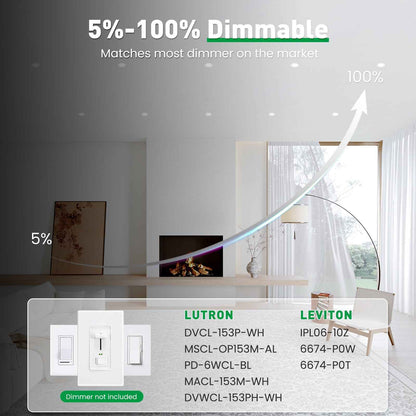 1/12 Pack Led Recessed Lights 5CCT 6 inch 12W Ultra-Thin Dimmable Ceiling Lamps White