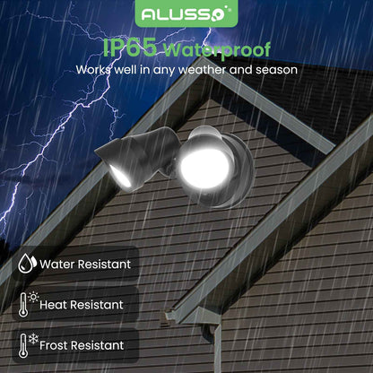 25W LED Dusk to Dawn Dual-Head Floodlight Outdoor Waterproof Security Wall Light