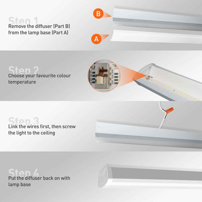 Pack Of 2 LED Wraparound Lights 3CCT 40W LED Garage Shop Lights 4FT 4000lm