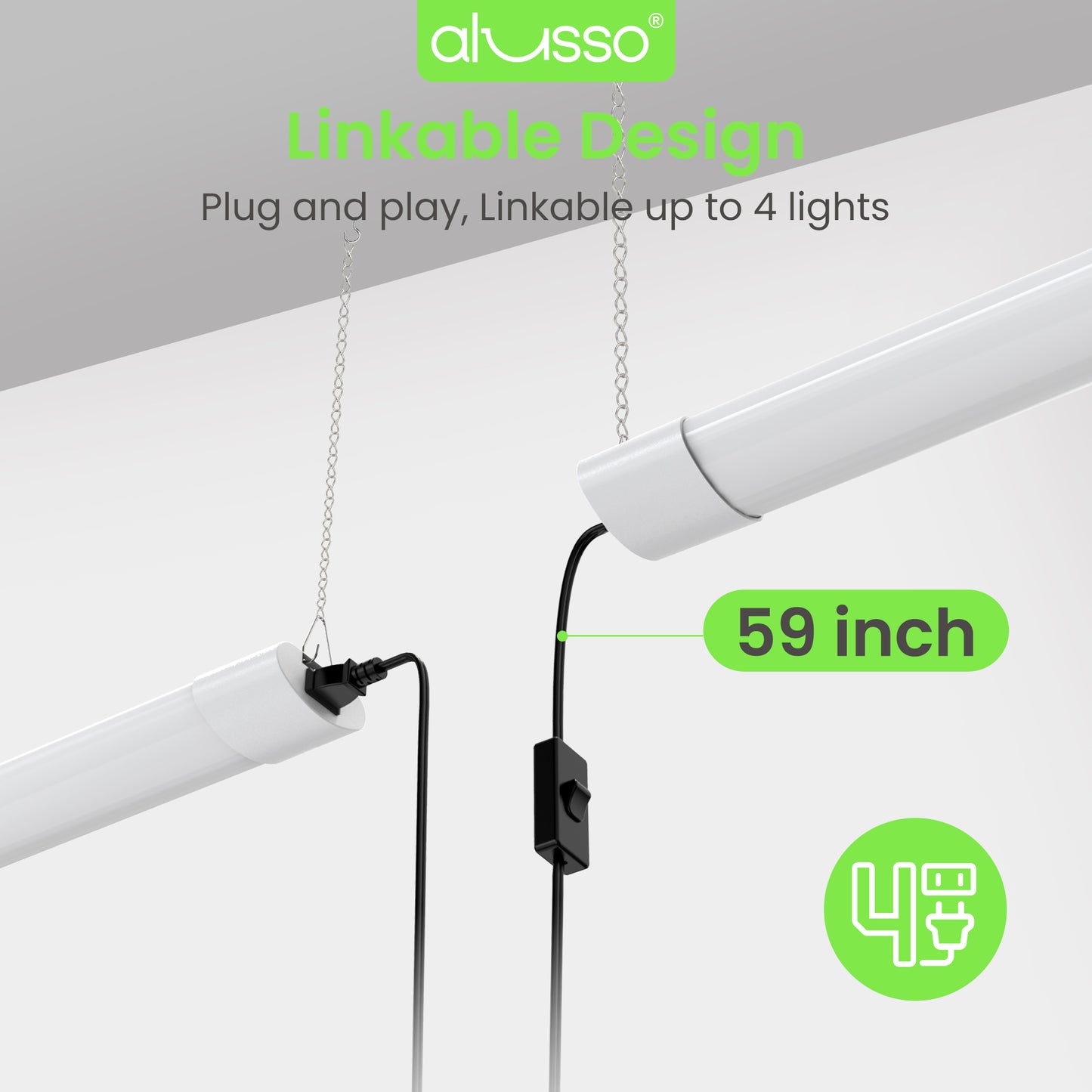 5CCT LED Shop Lights for Workshop 4FT, 20W 30W 40W 2700K 3000K 4000K 5000K 6500K Selectable, Linkable Linear Work Light for Garage Basement, ETL, 2 Pack