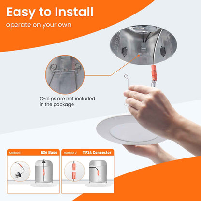 Recessed Lighting 6 Inch, 12 Pack 5CCT Flat LED Can Lights, 2700K/3000K/4000K/5000K/6500K Selectable,12W 1100LM Dimmable Retrofit Downlights Suitable for Kitchen, living room, bathroom